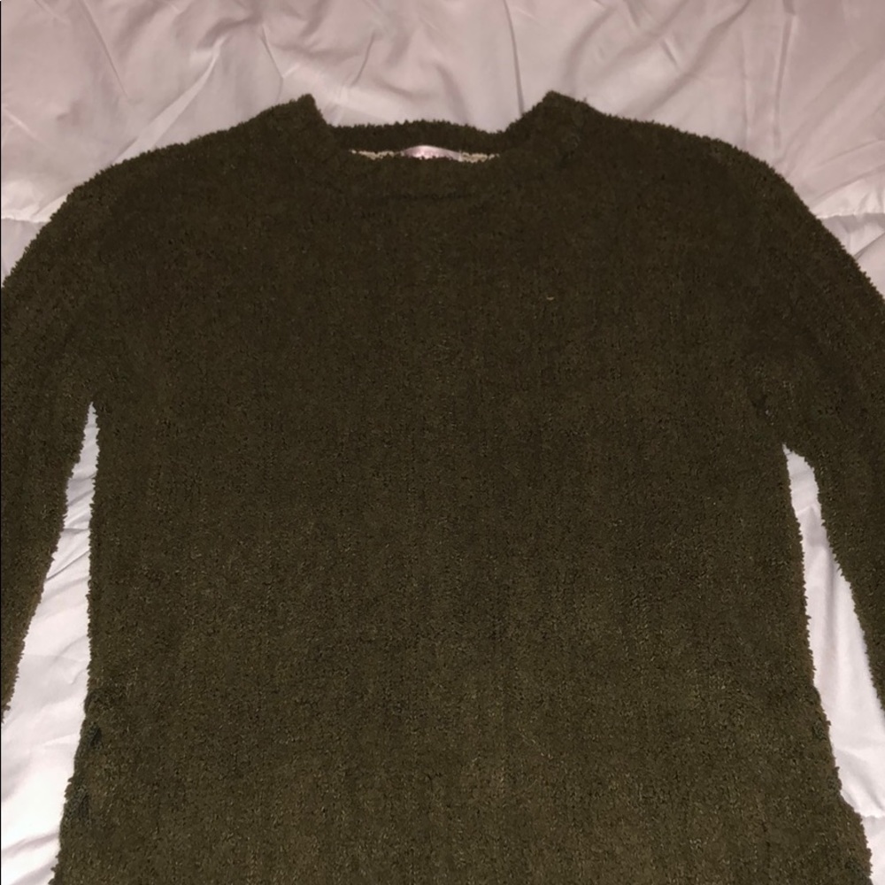 green sweater